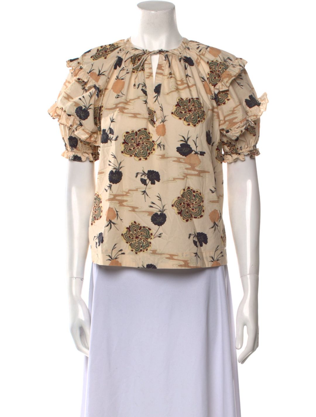 Ulla Johnson Floral Print Crew Neck Blouse