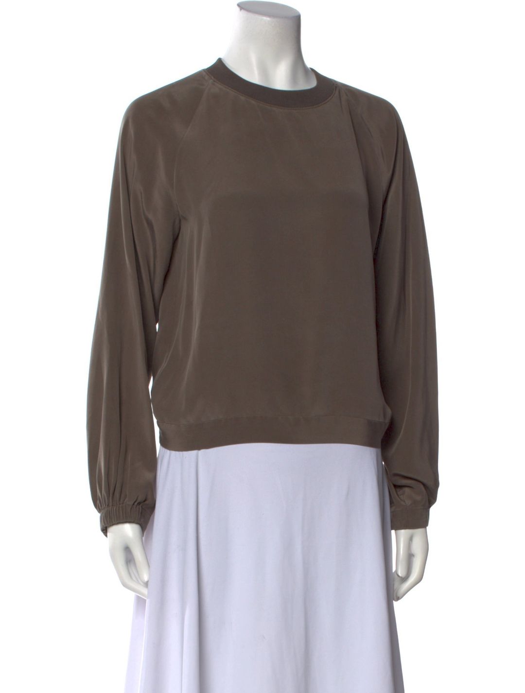 Tibi Silk Crew Neck Sweatshirt