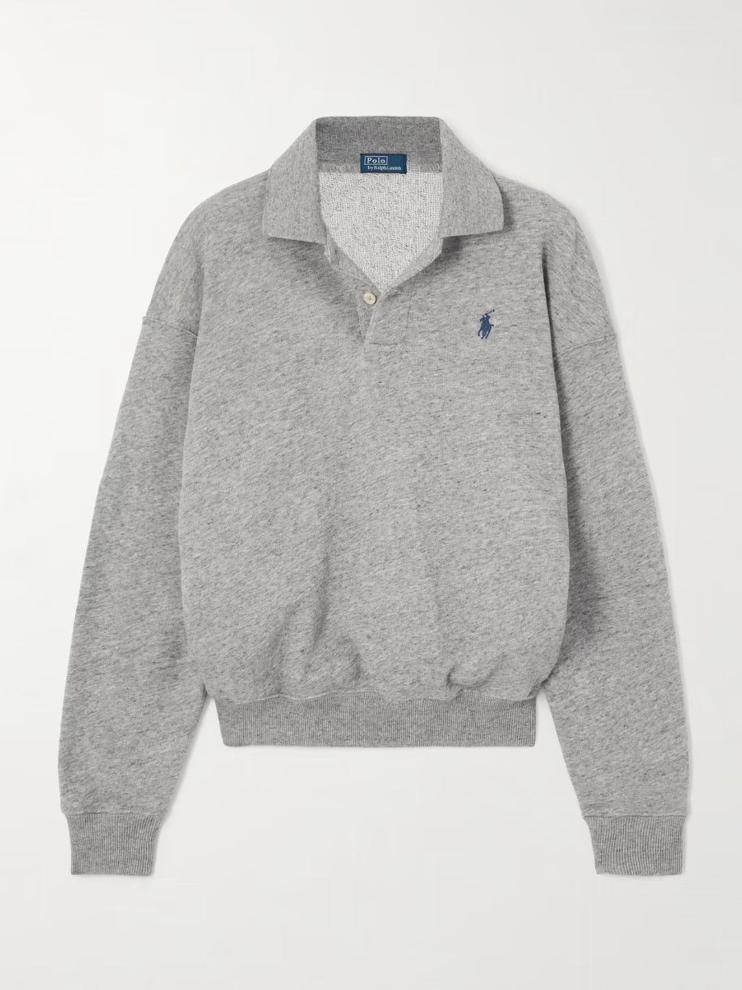 Embroidered cotton-blend jersey polo shirt