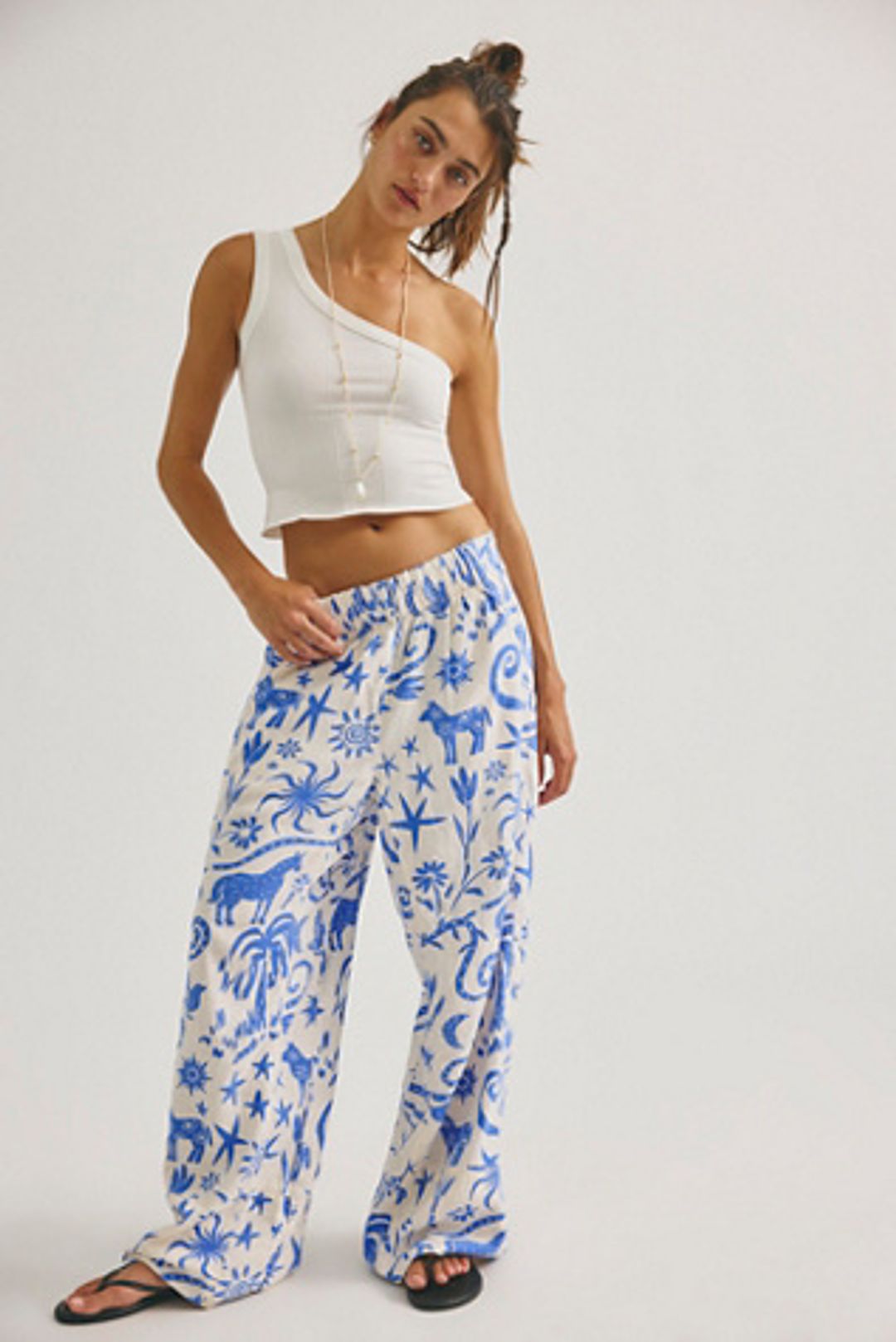 Day's End Linen Striped Pull-On Pants