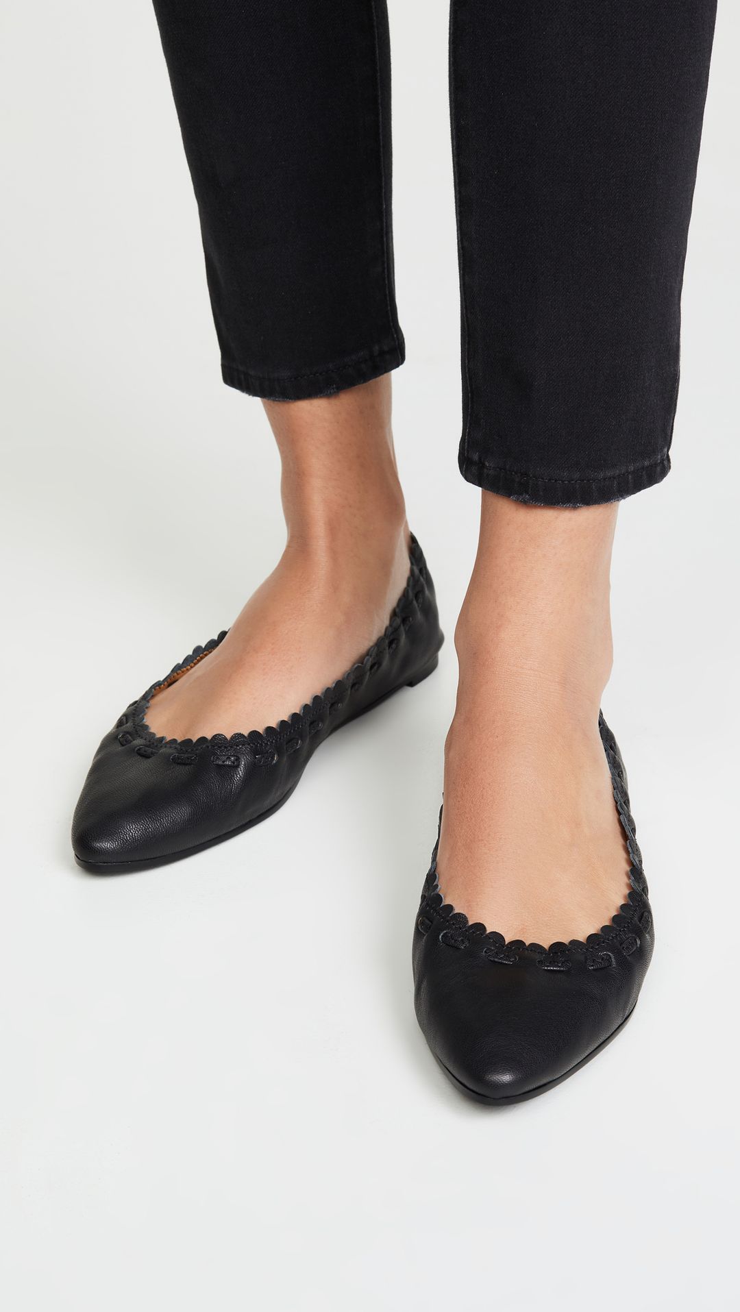 See by Chloe Jane Scallop Ballet Black Flat