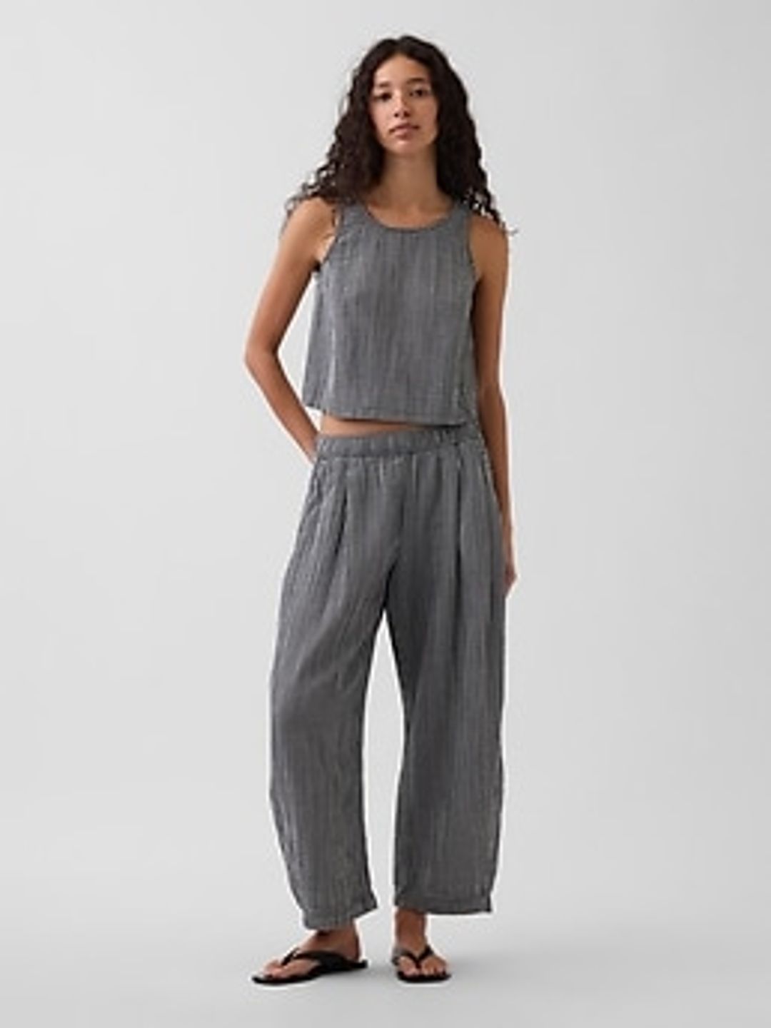 Cotton Gauze Easy Barrel Pants #4