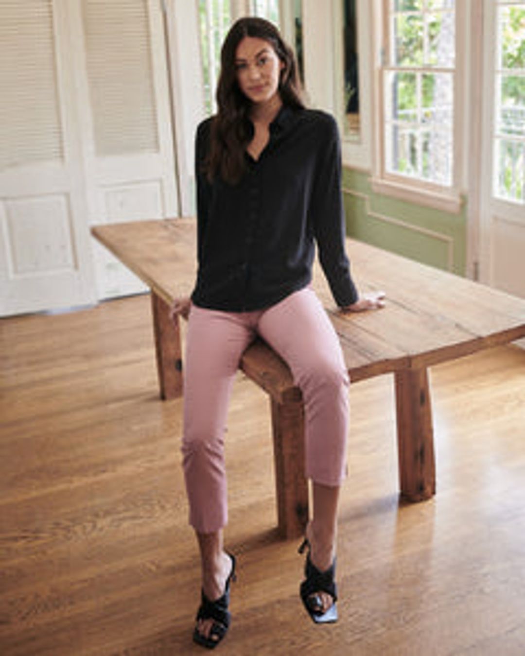 Washable Stretch Silk Notch Collar Blouse #5