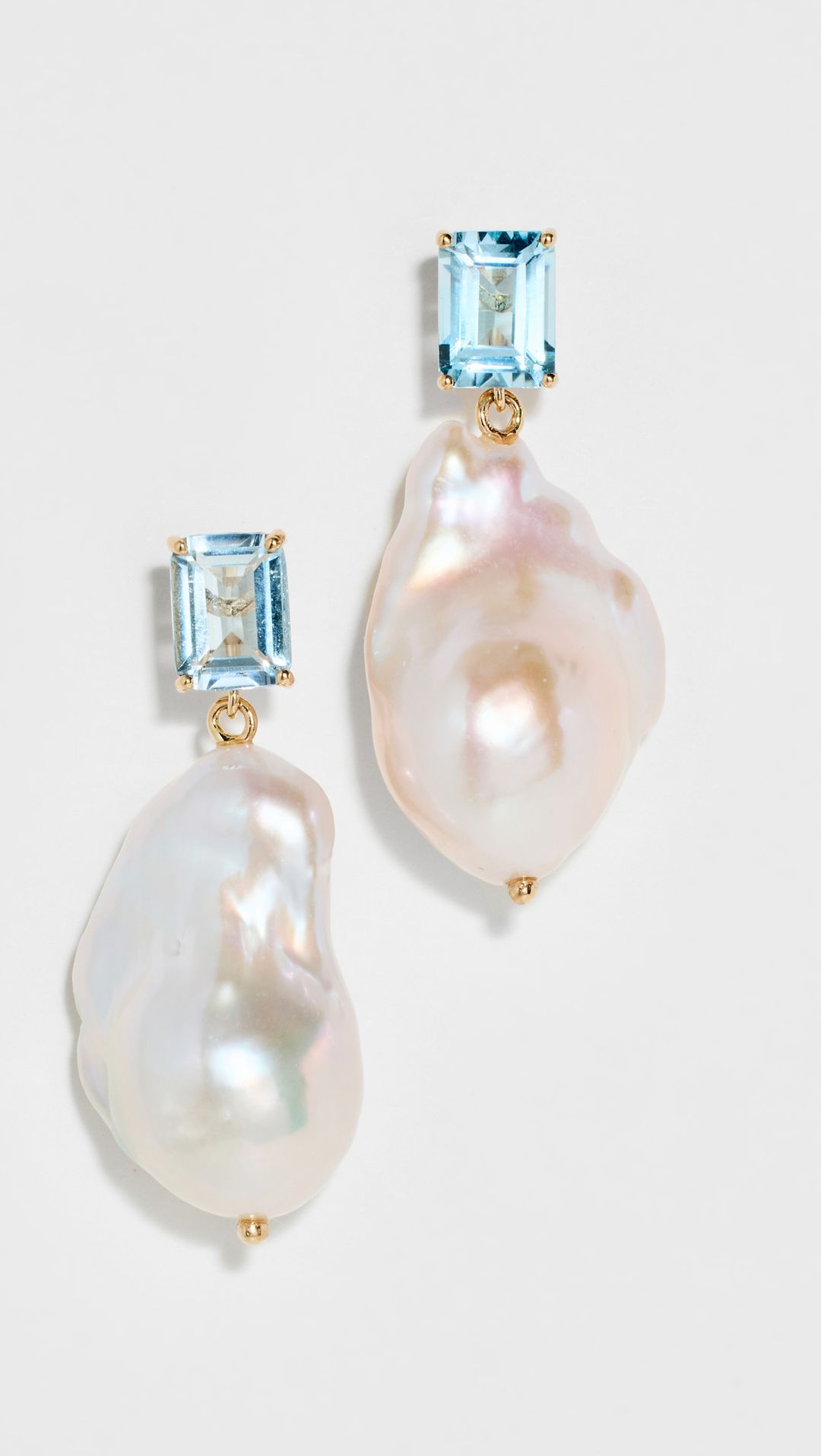 Topaz, baroque pearl & 14kt gold earrings