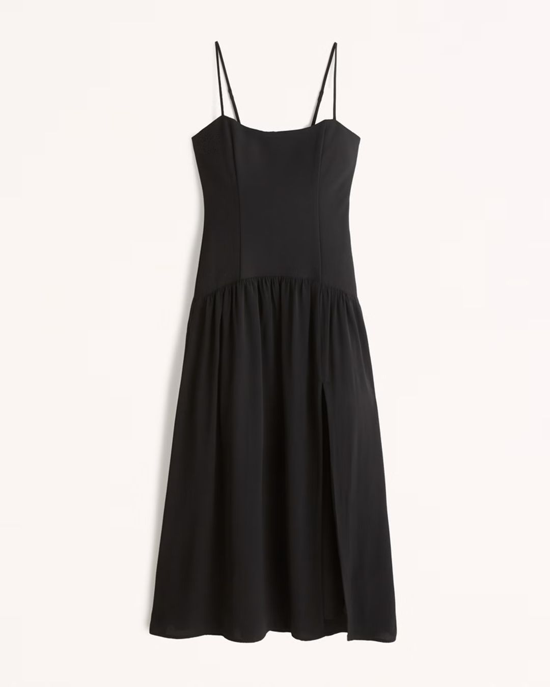 Mixed Fabric Drop-Waist Maxi Dress