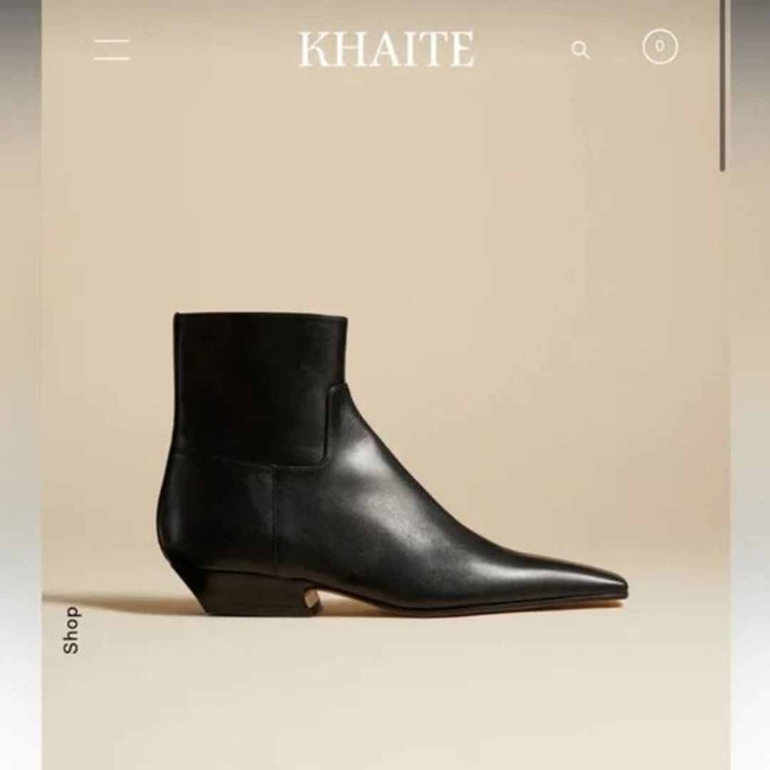 Khaite Black Leather Marfa Ankle Boot