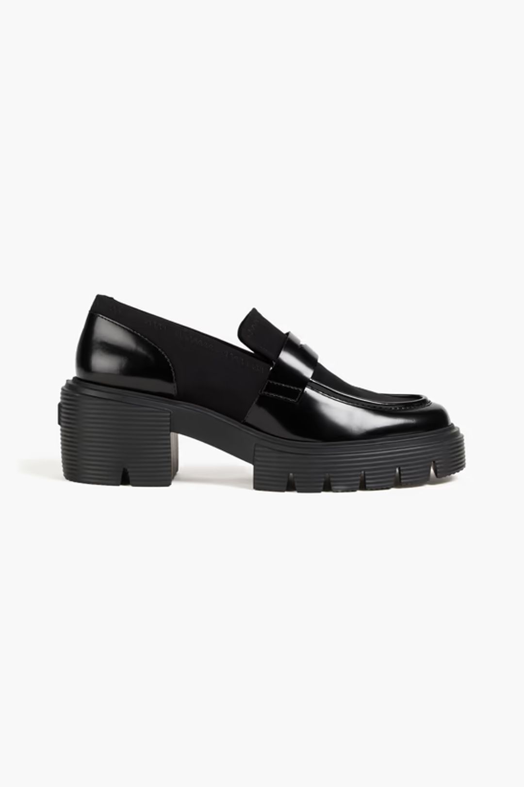 Soho gabardine and glossed-leather loafers