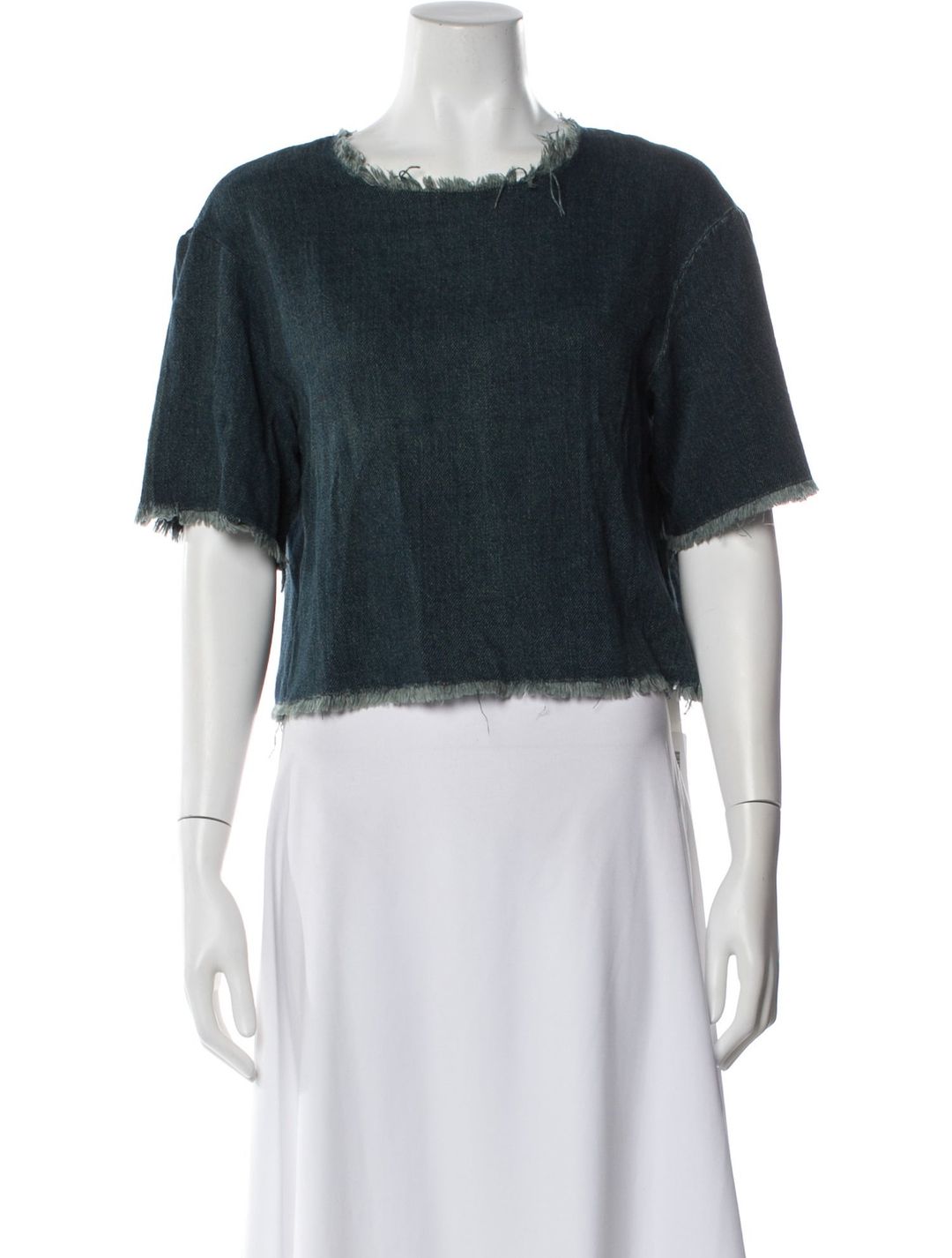 Bateau Neckline Short Sleeve Crop Top