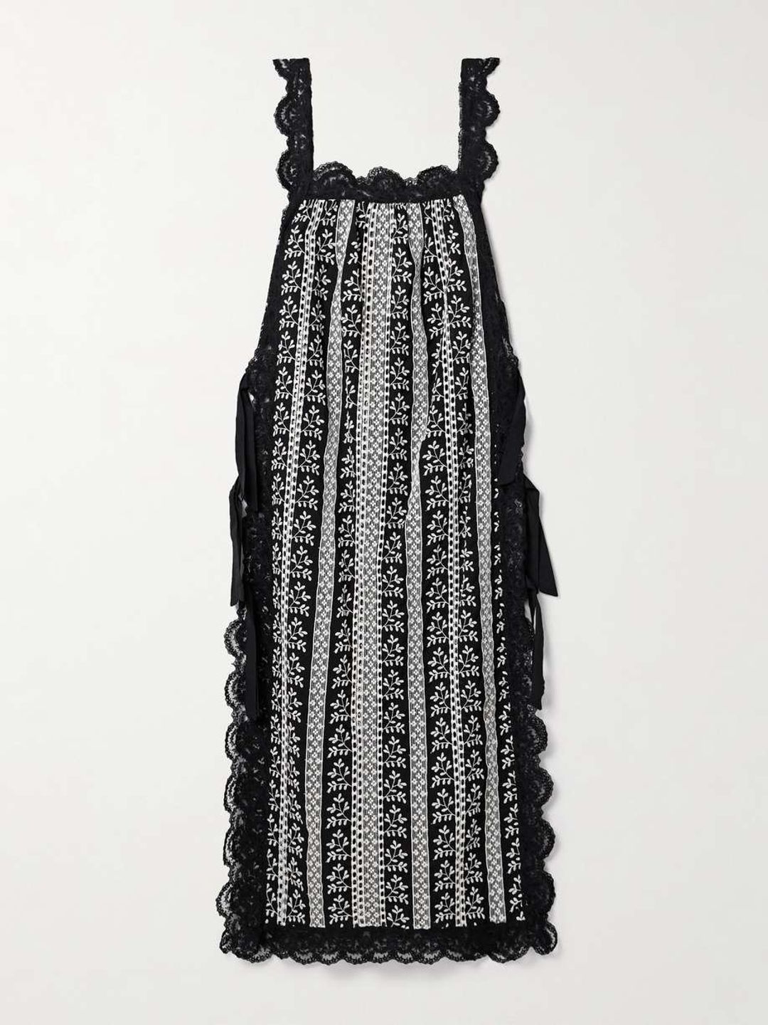 Fiocchini lace-trimmed embroidered cotton-voile midi dress