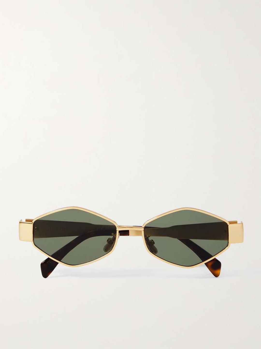 Triomphe hexagon-frame gold-tone and tortoiseshell acetate sunglasses