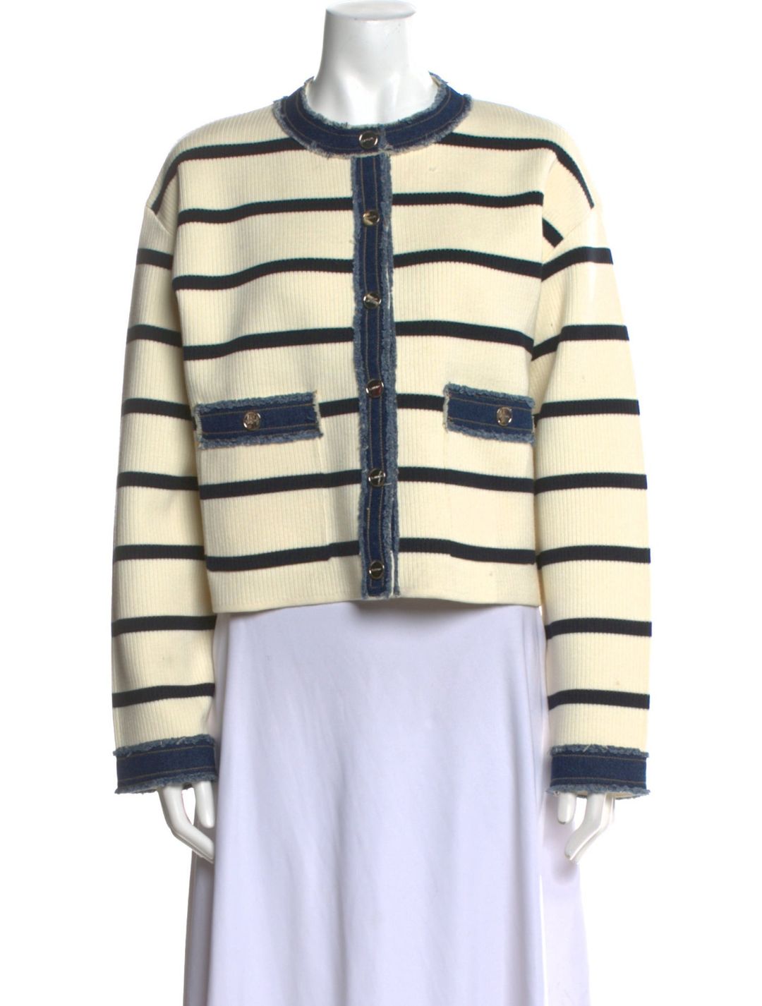 Sandro Striped Crew Neck Crop Top