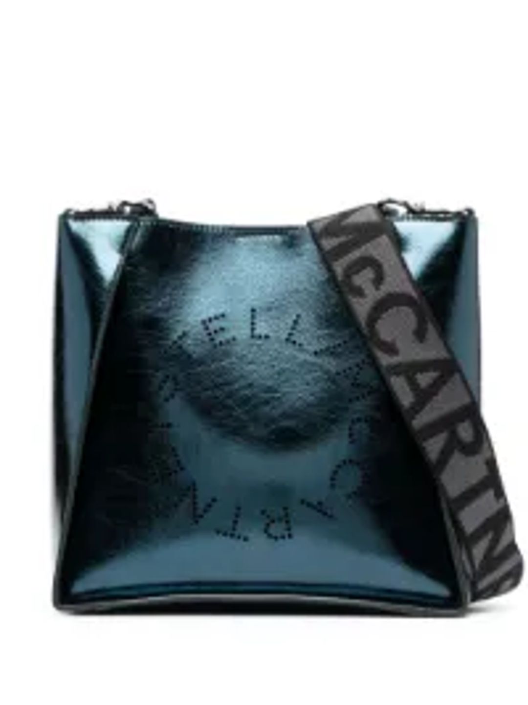 perforated-logo metallic crossbody bag