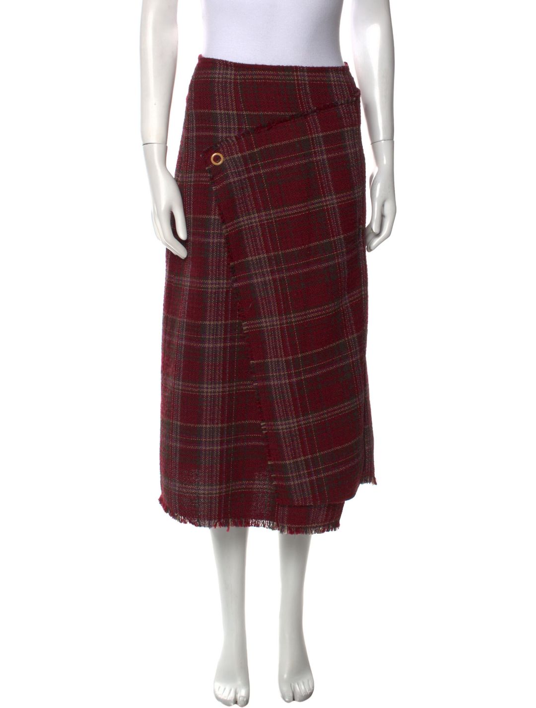 Plaid Print Midi Length Skirt