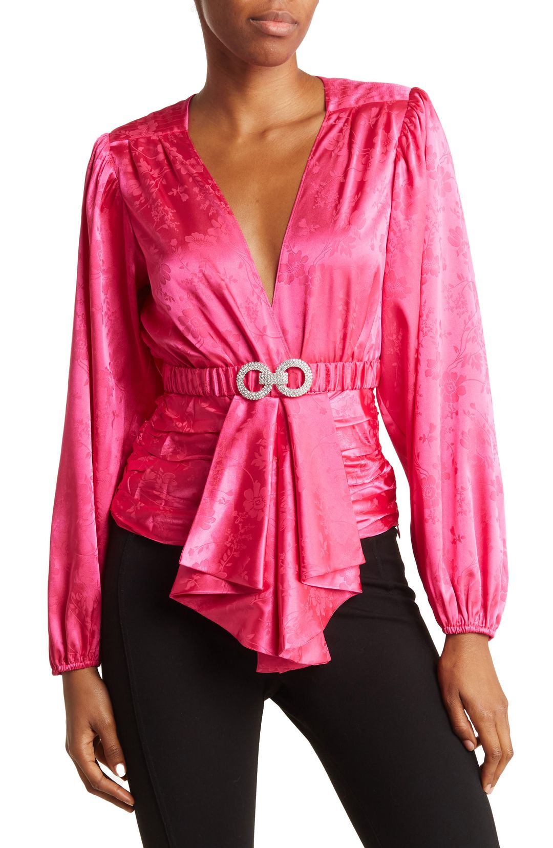 Justine Long Sleeve Floral Jacquard Top