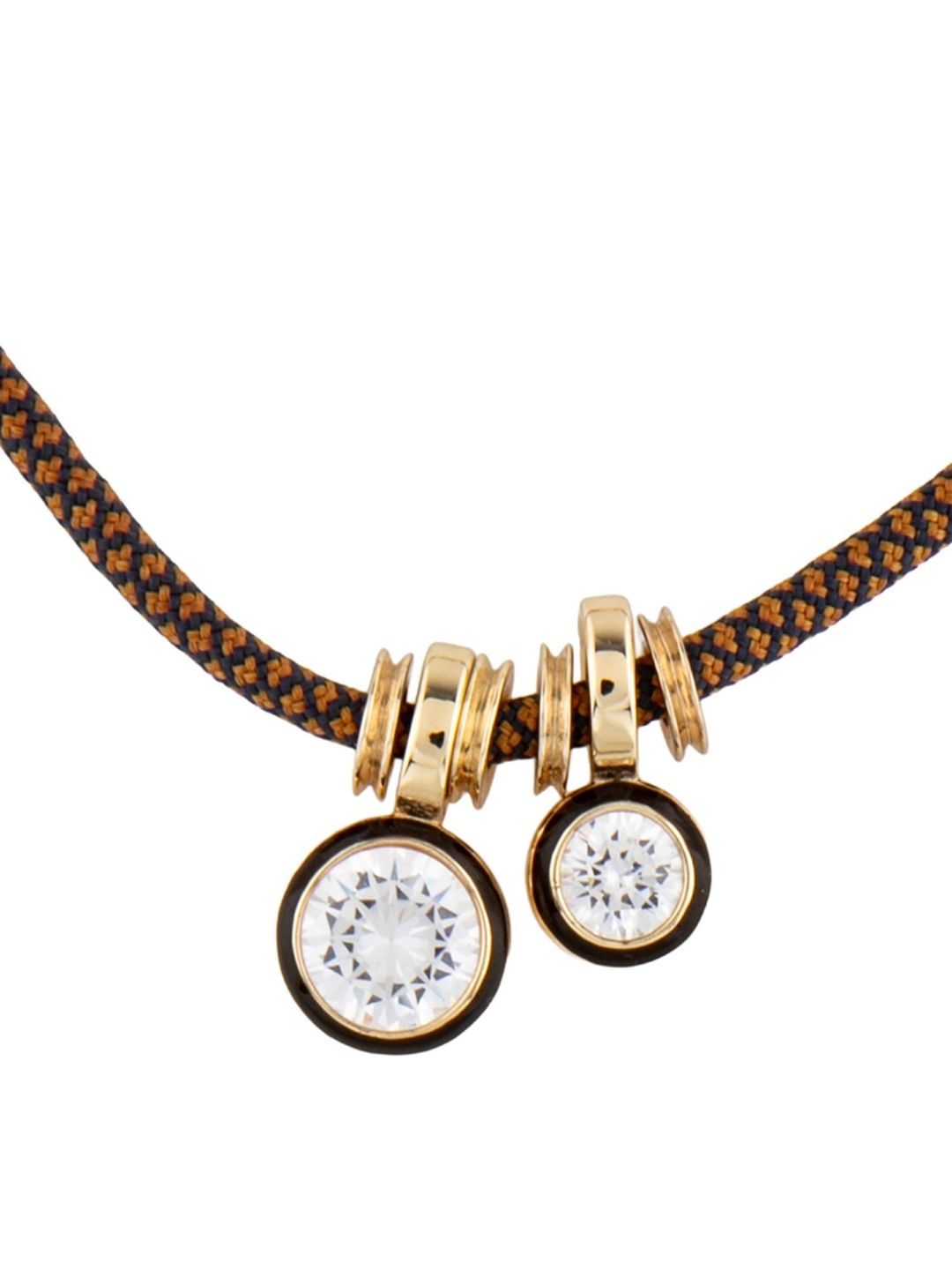 Roxanne Assoulin Crystal, Cord, & Enamel Double Drop Choker Necklace