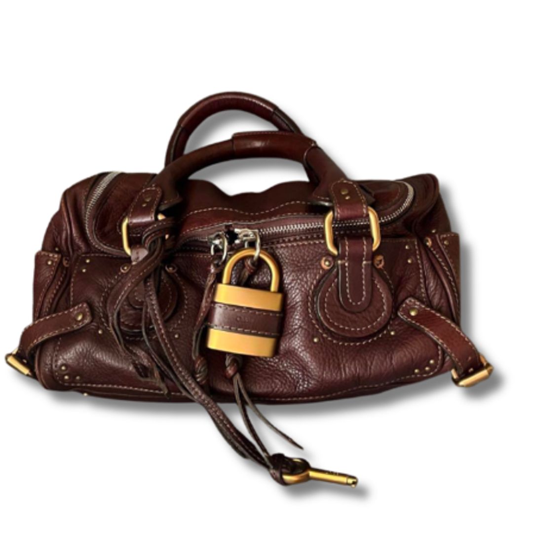 Chloe Paddington Leather Handbag Vintage Y2K Lock Boston Bag Authentic