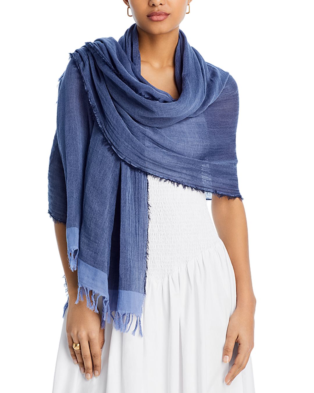 Cotton Border Stripe Scarf