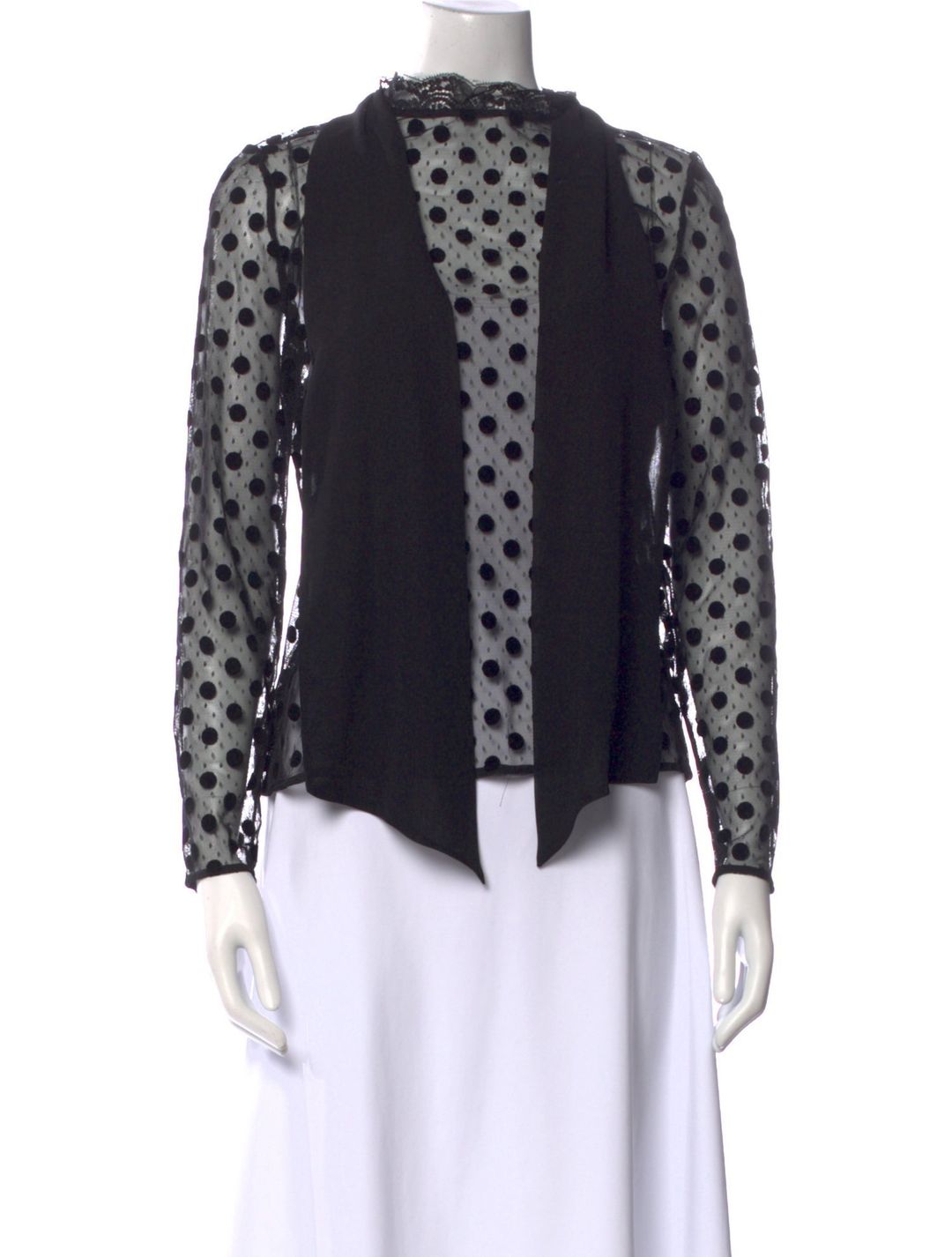 Sézane Polka Dot Print Mock Neck Blouse