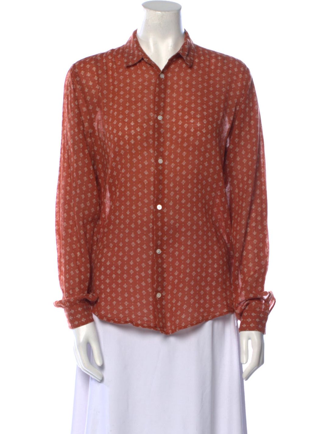 Sandro Printed Long Sleeve Button-Up Top
