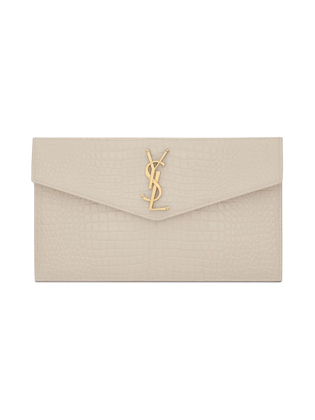 Uptown Crocodile-Embossed Leather Pouch