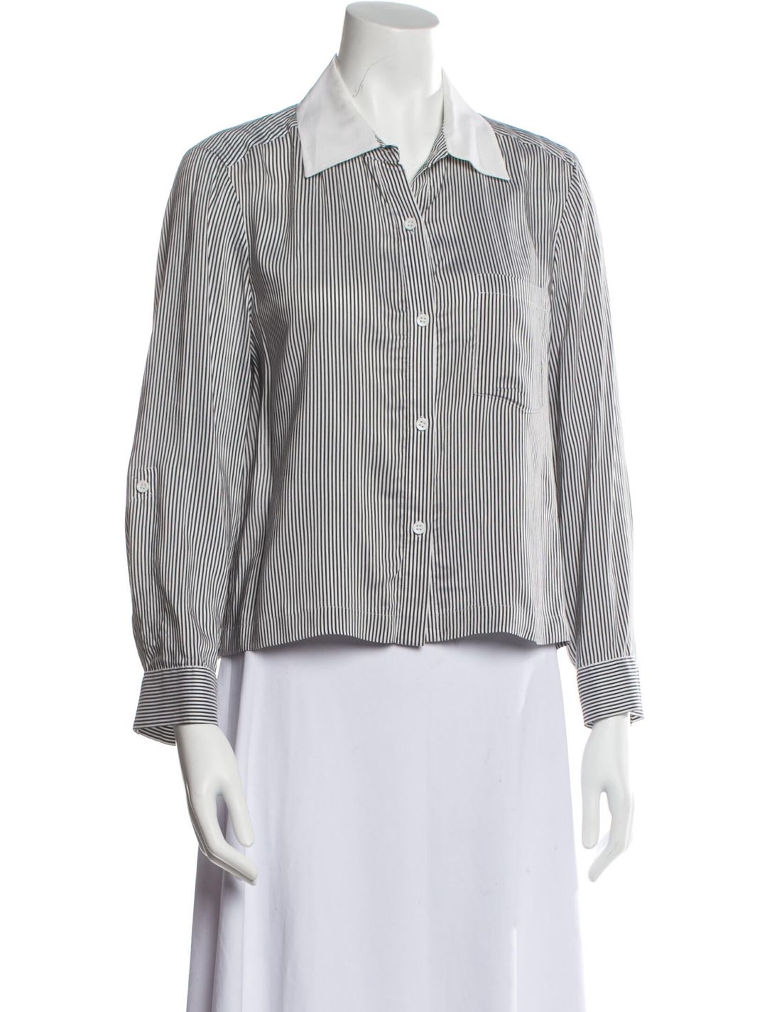 Alice + Olivia Striped Long Sleeve Button-Up Top