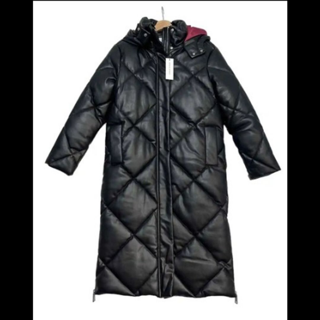 Rebecca Minkoff Women's Vegan Leather Diamond Quilted Long Puffer Coat