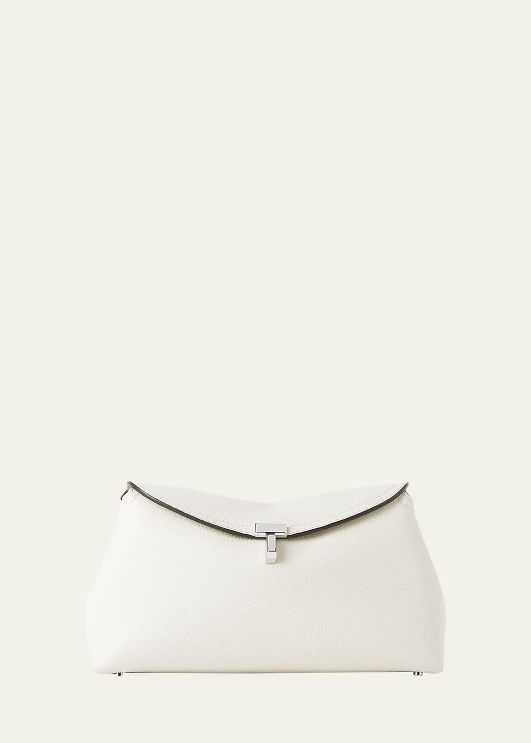 T-Lock grained-leather clutch milk #10