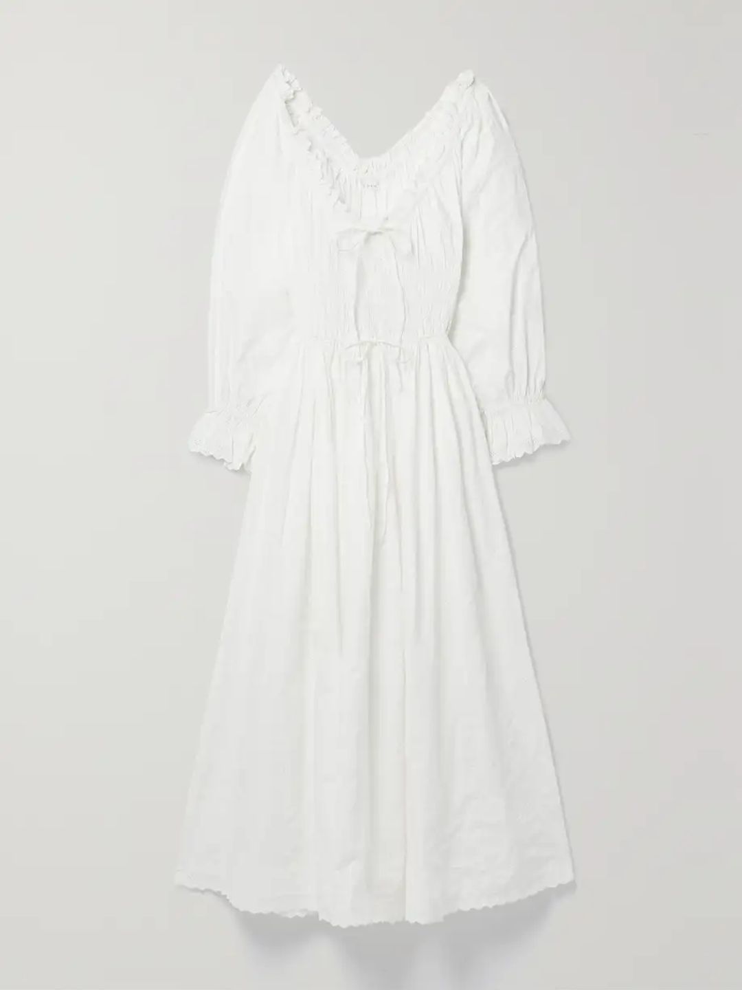 DÔEN + NET SUSTAIN Ischia shirred organic cotton-voile midi dress