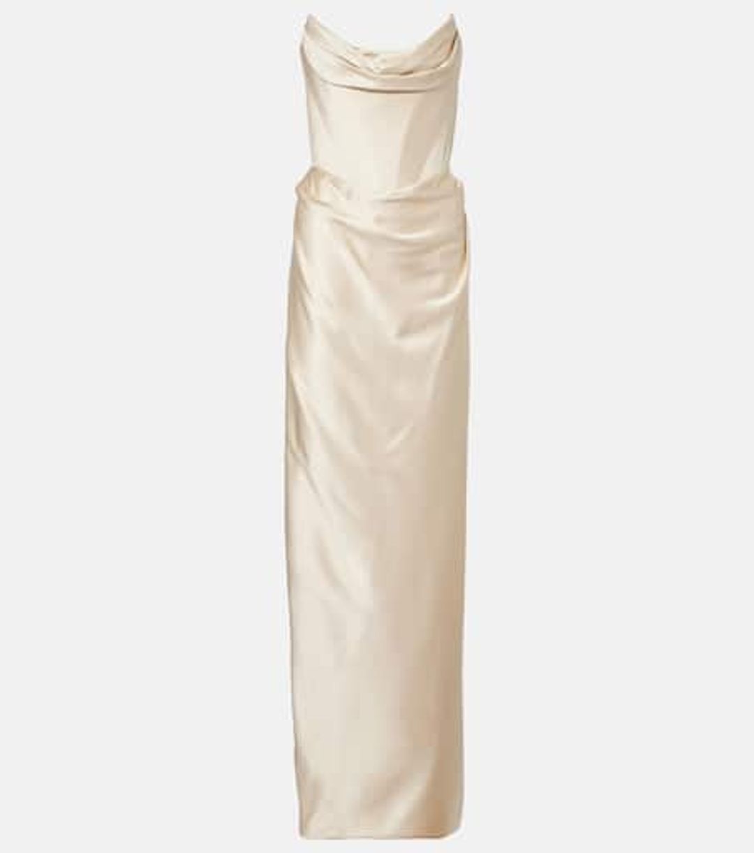 Galaxy draped crêpe satin bustier gown