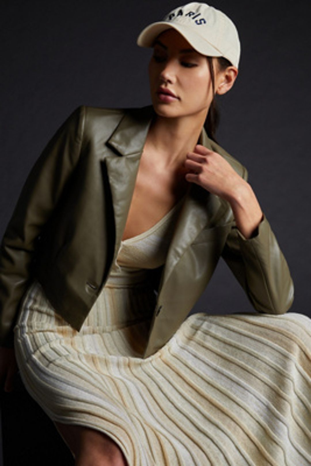 Cropped Faux Leather Jacket