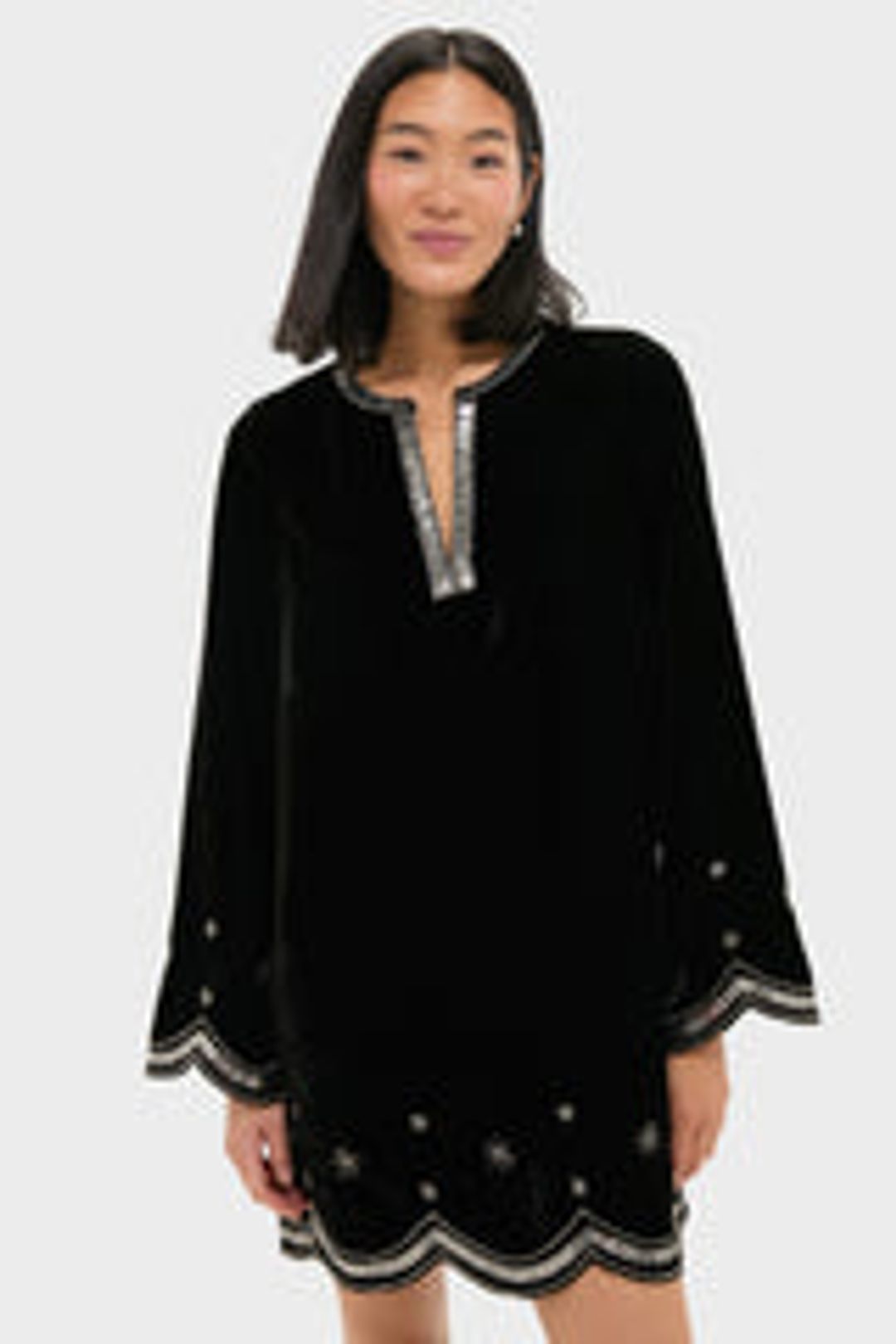 Black Embellished Velvet Cabot Dress #2