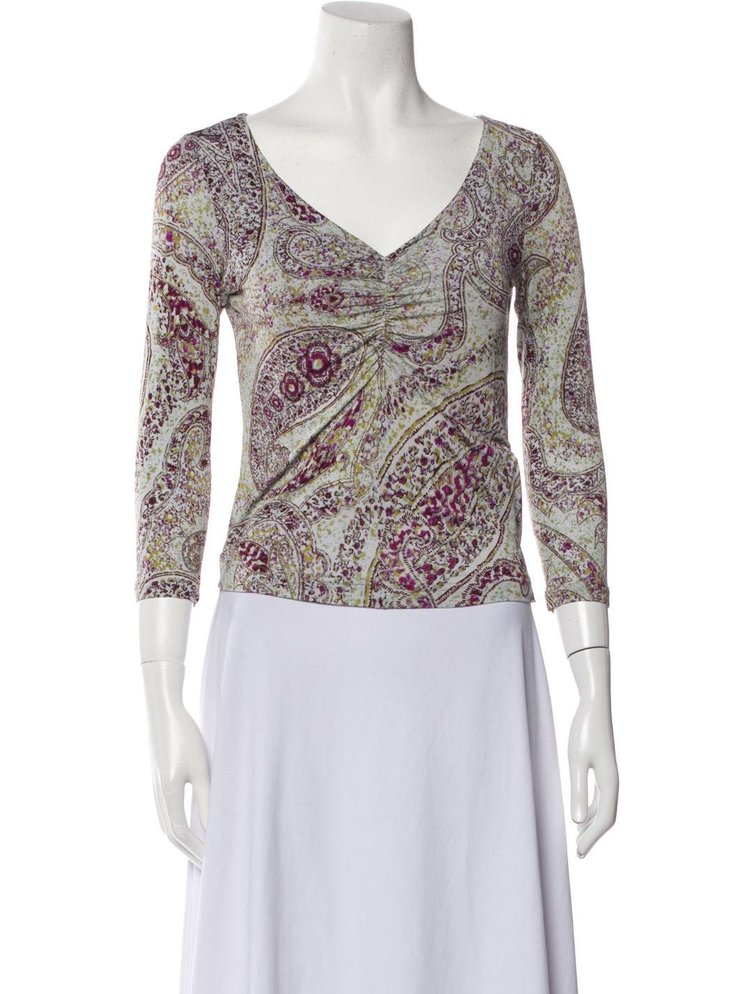 Etro Paisley Print V-Neck Crop Top