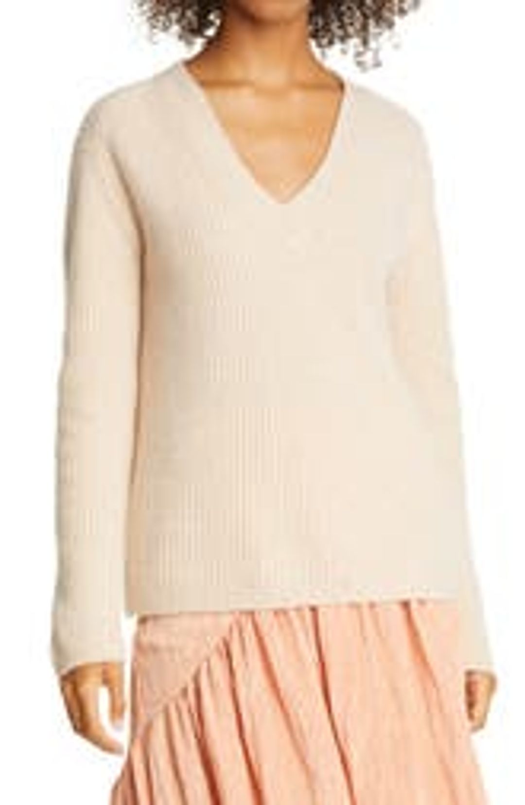 V-Neck Shaker Knit Cashmere Sweater #2
