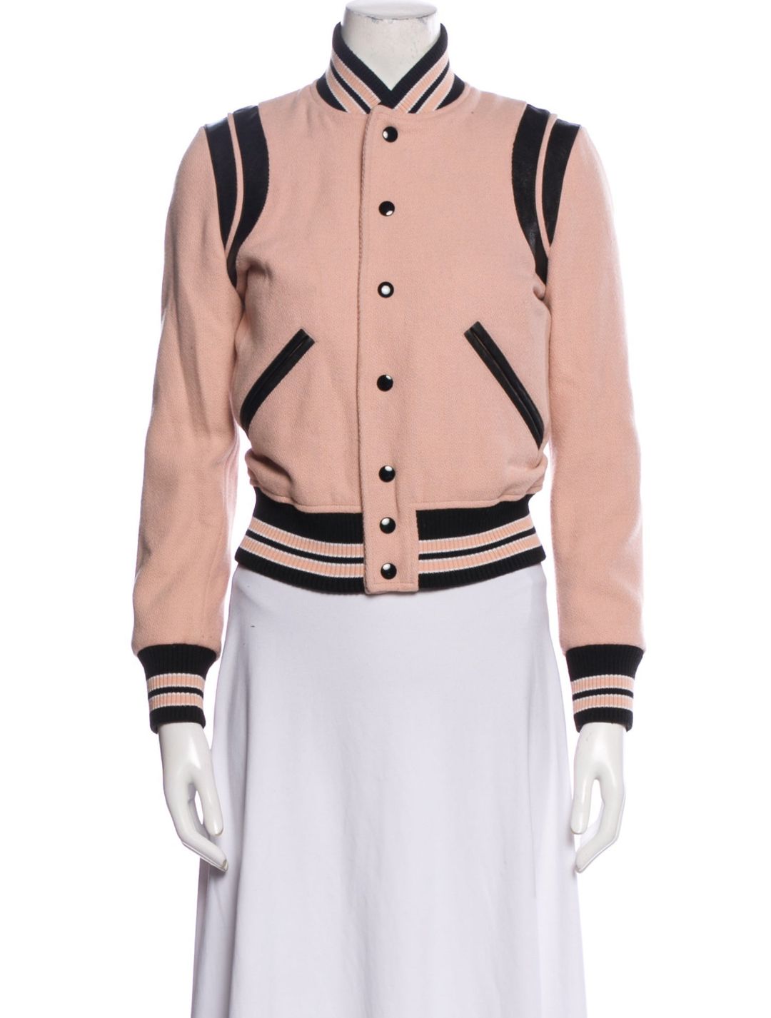 Saint Laurent Virgin Wool Striped Bomber Jacket