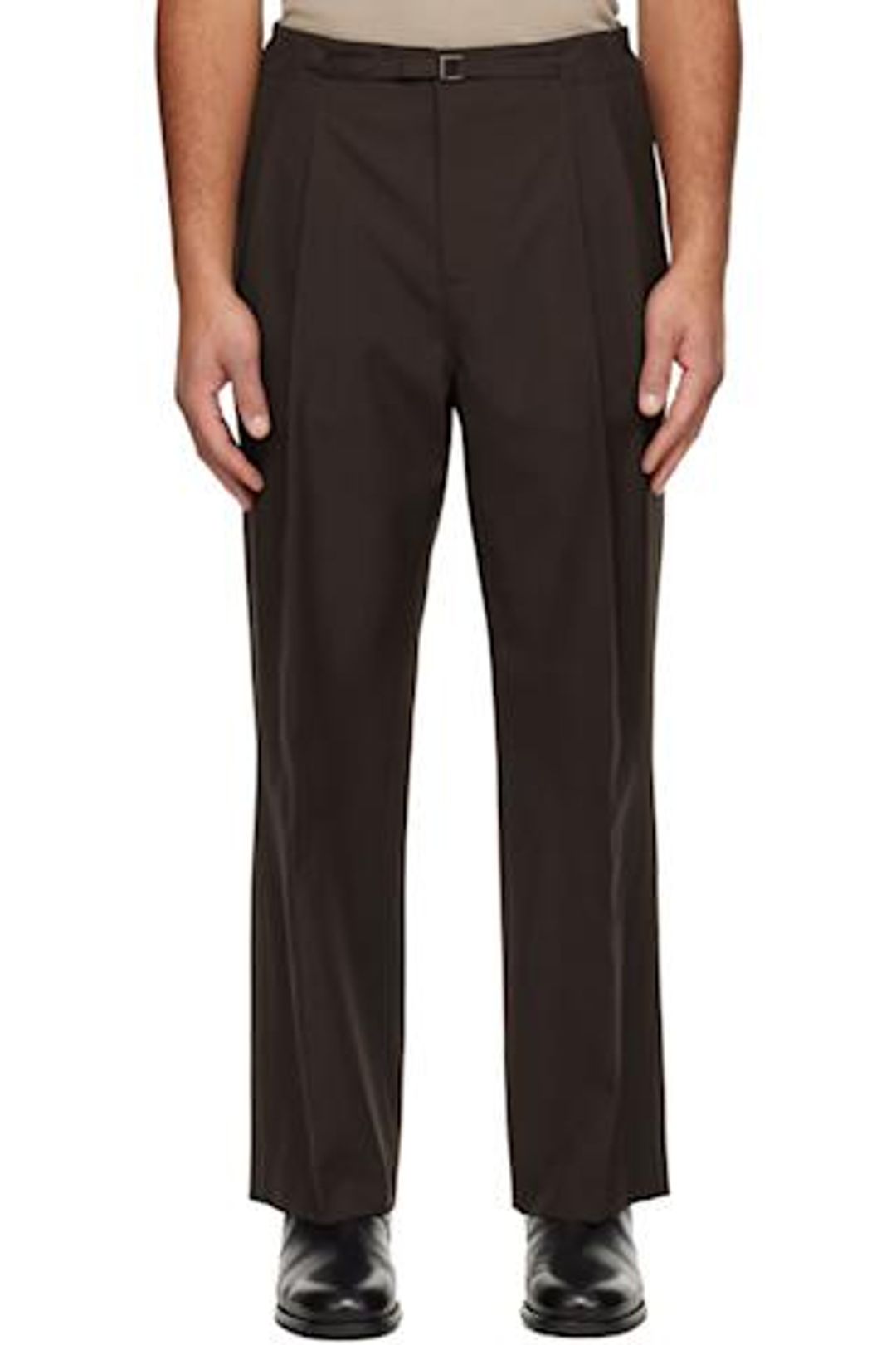LE17SEPTEMBRE Brown Pleat Belted Trousers