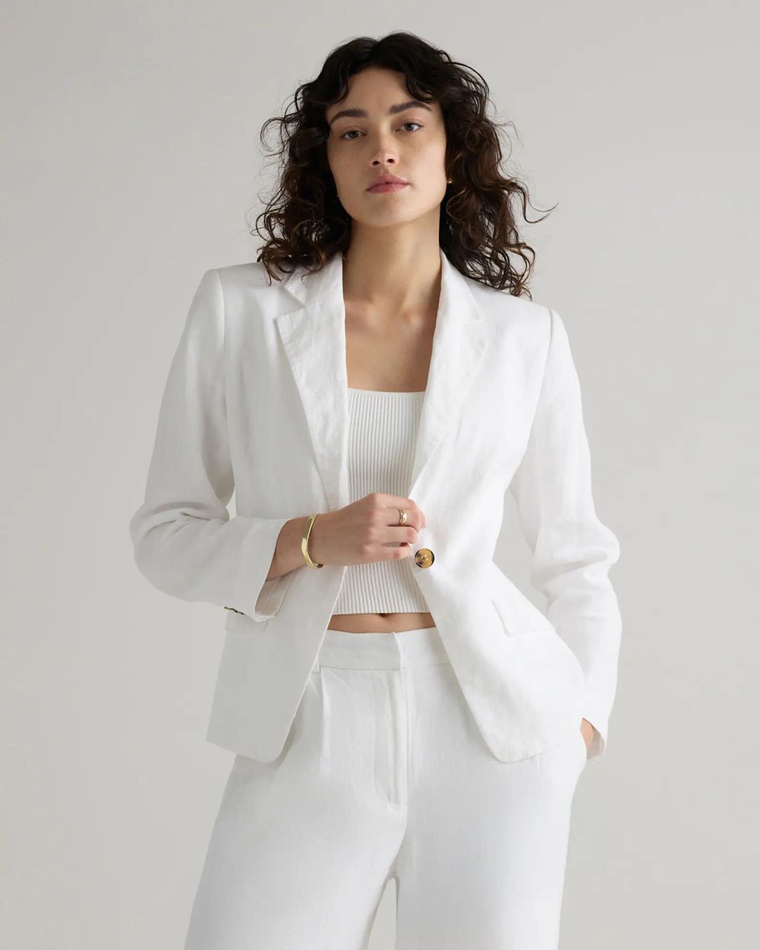 European Linen Structured Blazer #4