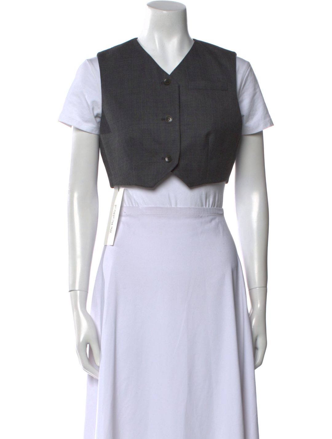 Tibi V-Neck Short Sleeve Crop Top