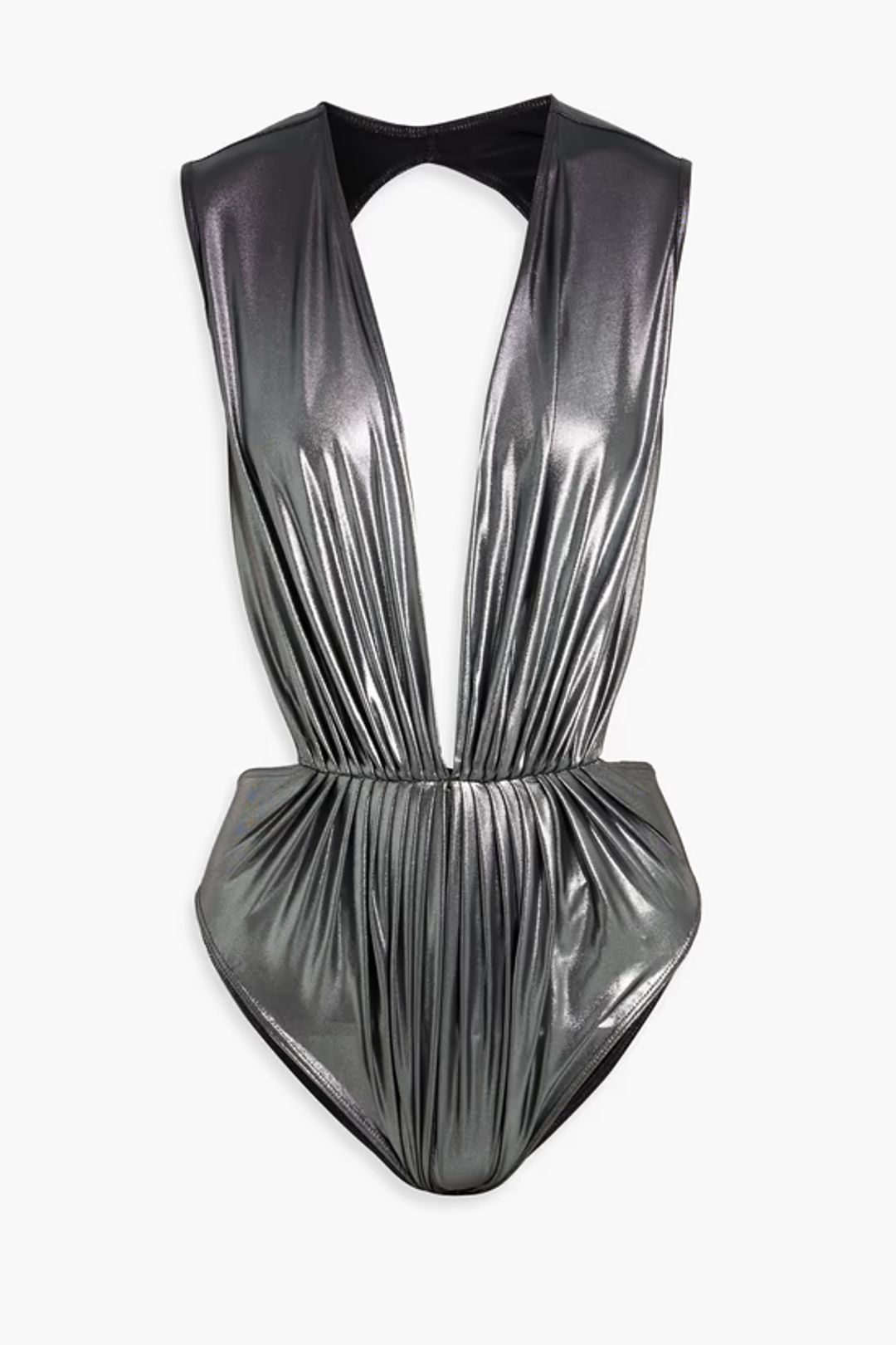 Gia open-back metallic stretch-jersey bodysuit