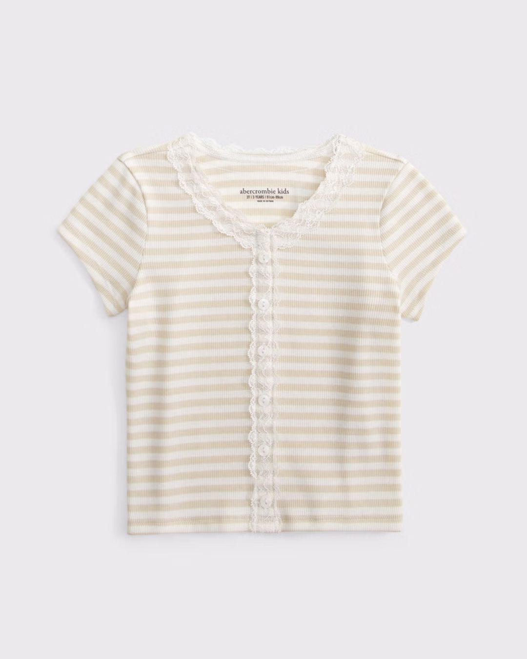 Girls toddler lace-trim button shirt