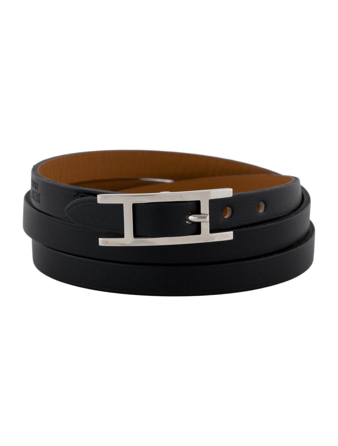 Hermès Leather Hapi 3MM Wrap Bracelet