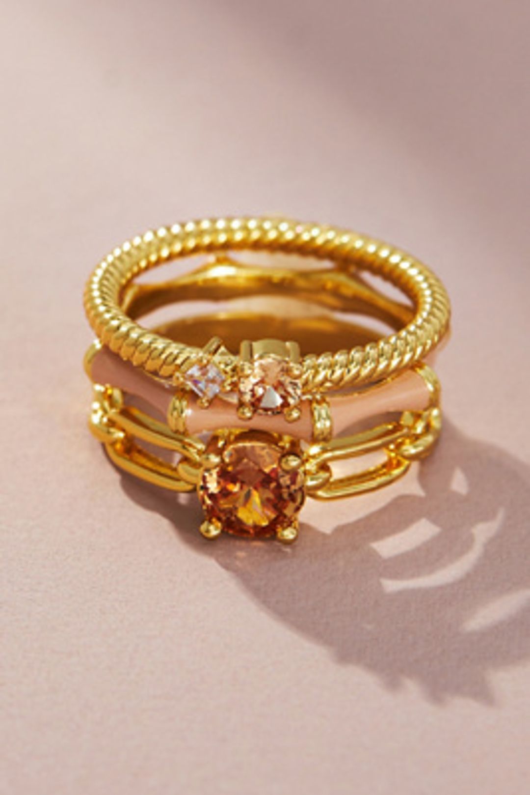 Bamboo Enamel Stacking Rings, Set of 3