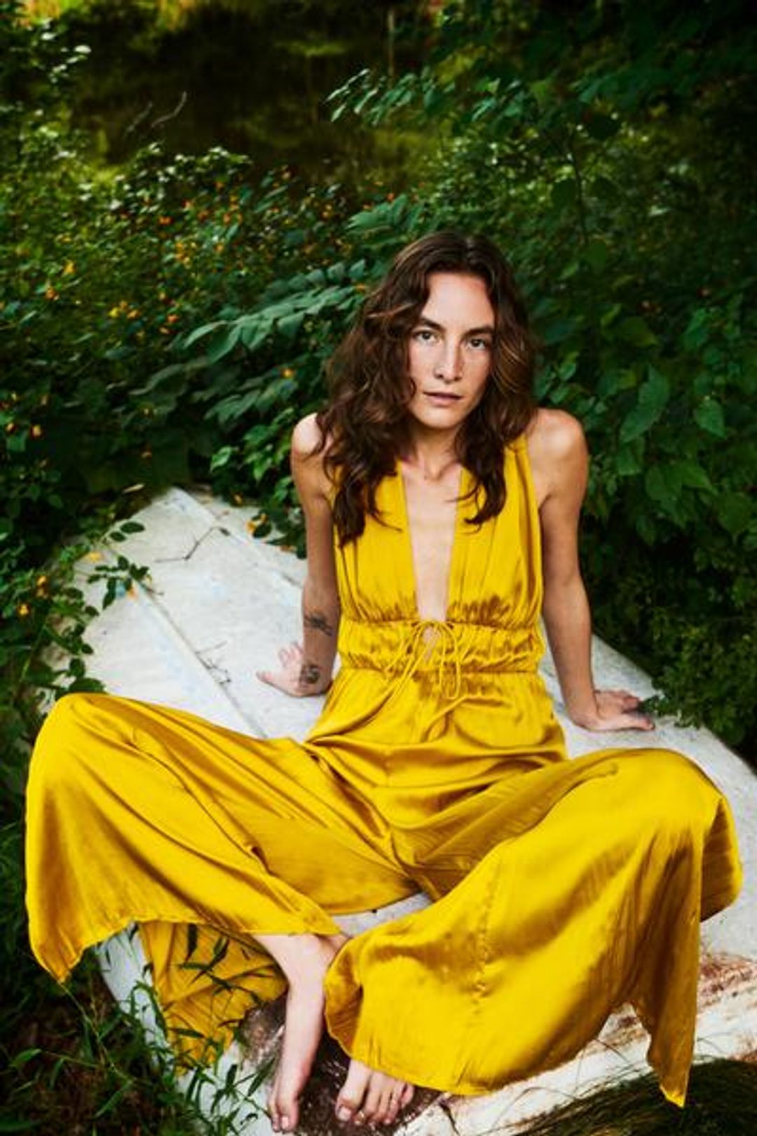 LONG SATIN EFFECT JUMPSUIT