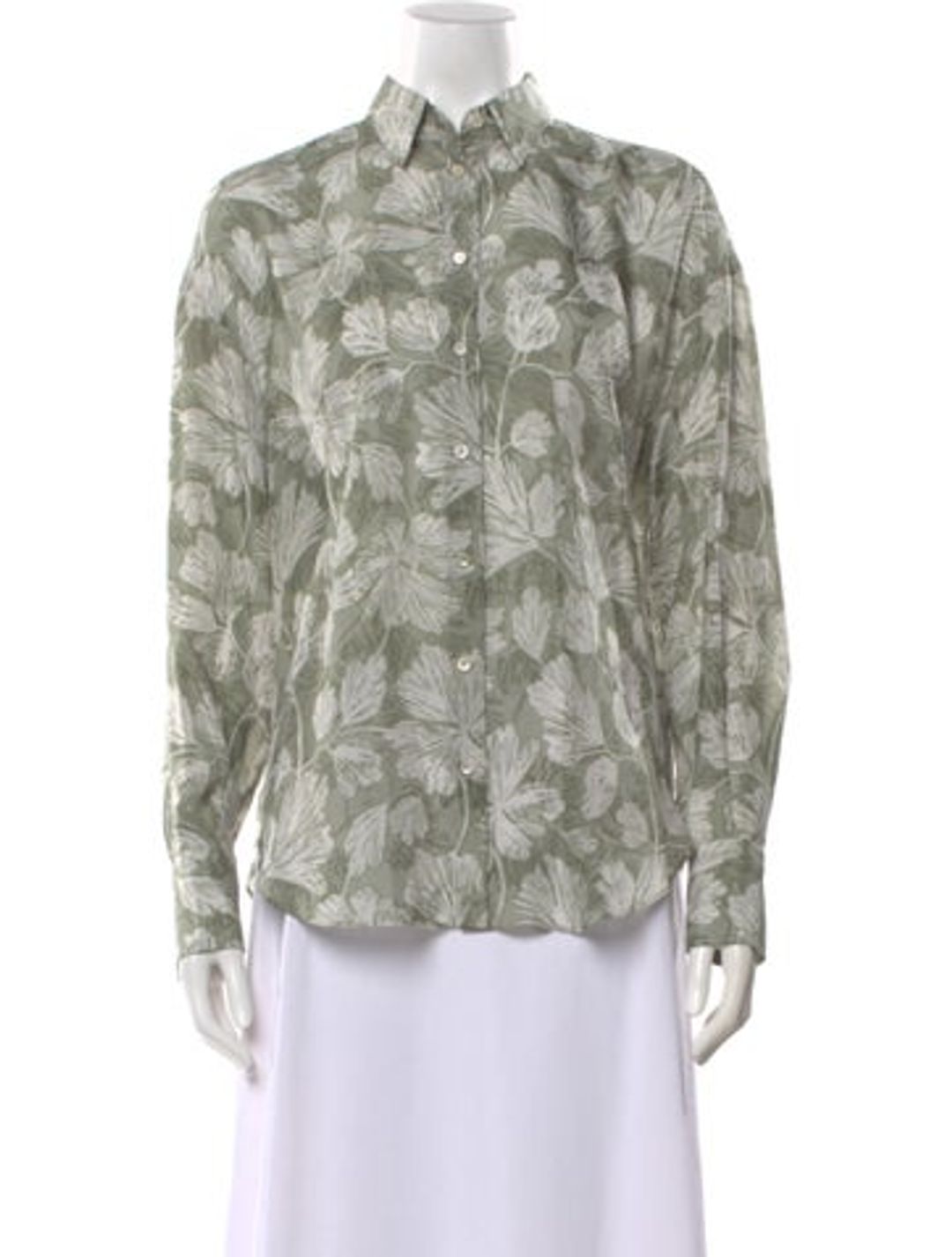 Brunello Cucinelli Silk Floral Print Button-Up Top w/ Tags #2