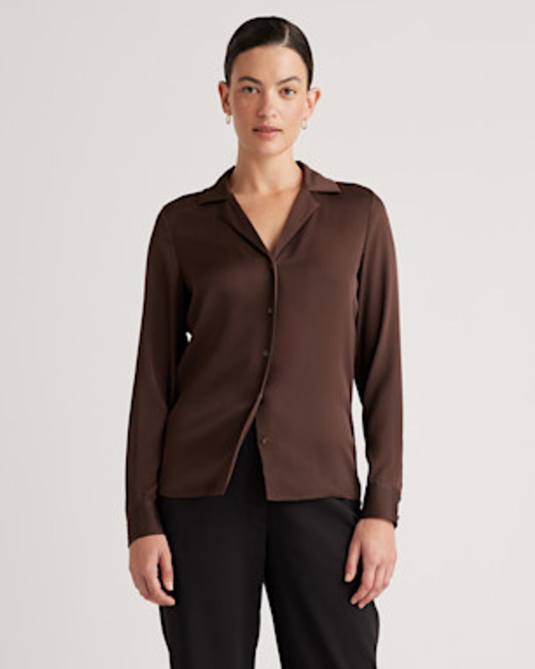 Washable Stretch Silk Notch Collar Blouse #4