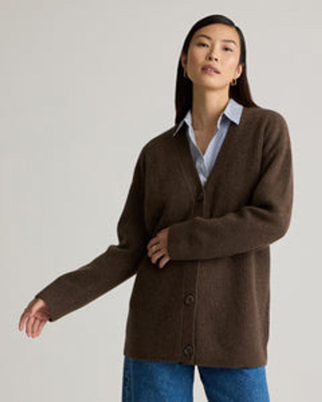 Mongolian Cashmere Oversized Boyfriend Cardigan Sweater #4