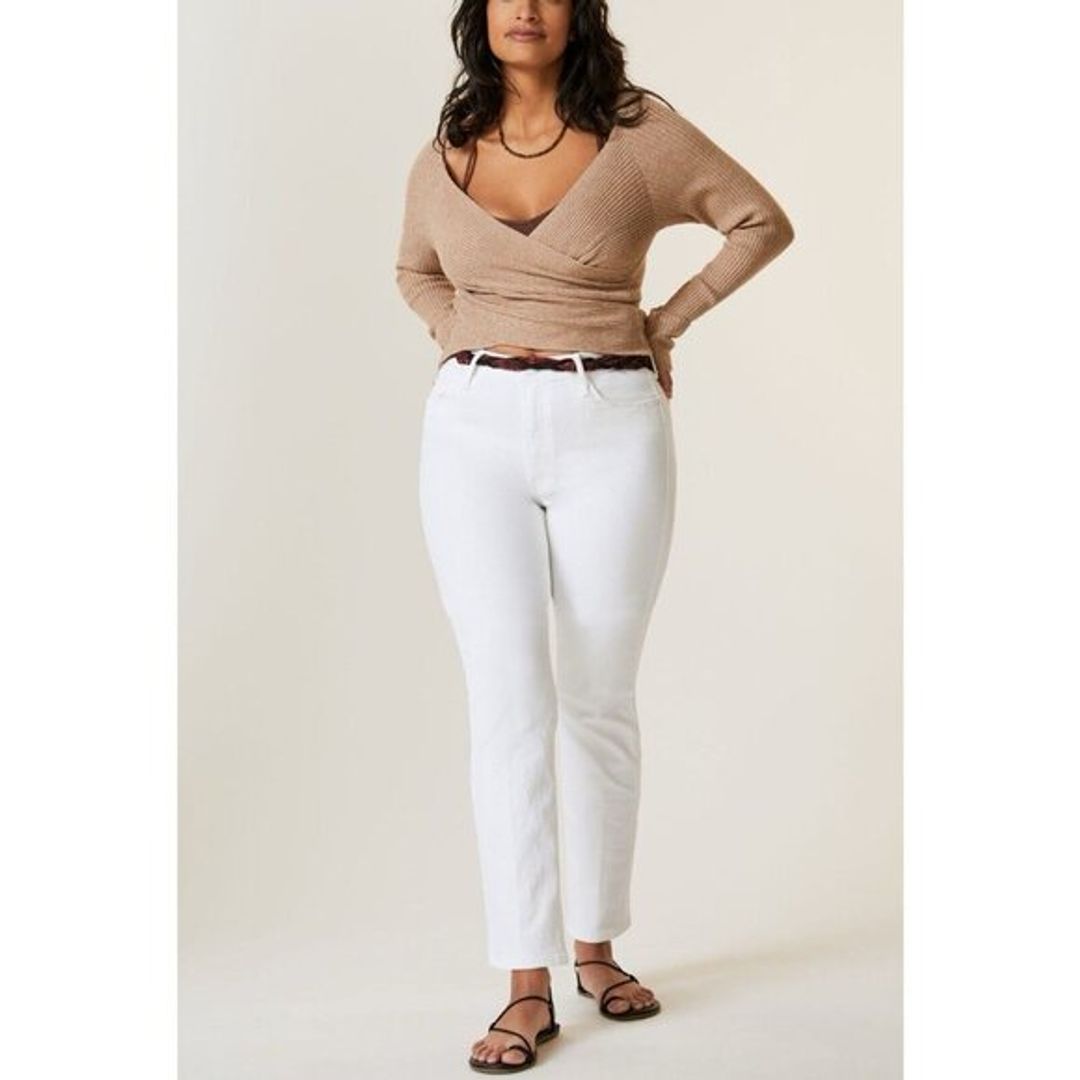 MOTHER The Dazzler Mid-Rise Crop Jeans Womens 32 Fairest Of Them All White NWT