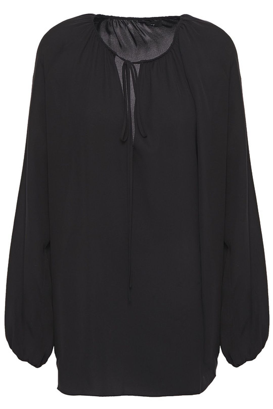 Gathered silk-crepe blouse