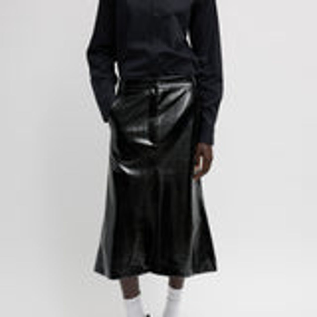 Faux Patent Leather Sculpted Silke Skirt