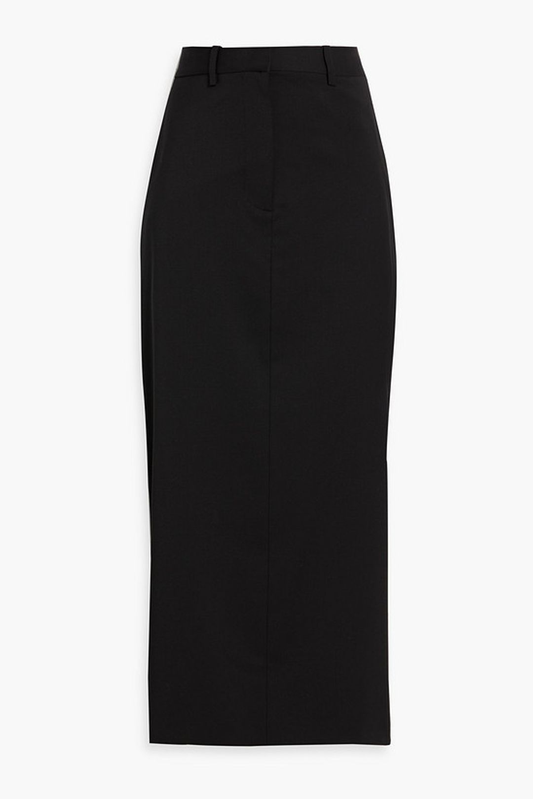 Zip-detailed wool-twill midi skirt