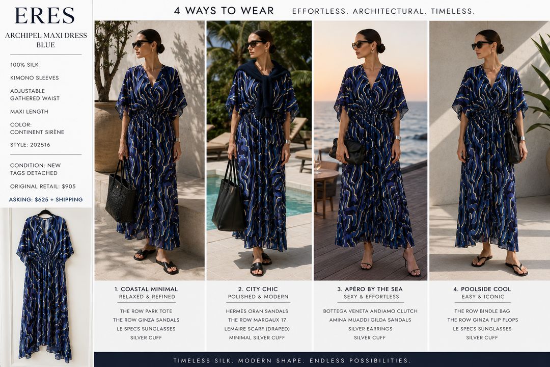 ERES Silk Maxi Dress – Blue — New - One Size